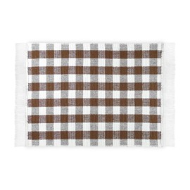 Kitchen Runner Brown Checked 50 x 75 cm 100% Cotton Kitchen Runner Washable and Robust Rug for Kitchen, Hallway, Living Room - Indoor and Outdoor Use
