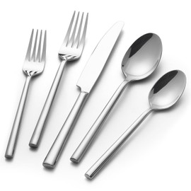 Alata Potter 40-Piece Forged Silverware Set Stainless Steel Flatware Set Cutlery Set, Service for 8, Mirror Finish, Dishwasher Safe