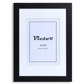VictoR Richter Black Picture Frame in 21 x 30 cm (A4) with 15 x 21 (A5) Mount - Wooden Picture Frame - Frame: 25 x 20 mm - Picture Frame A4 Black