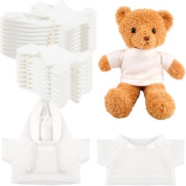 20 Pcs Sublimation Blank Bear Clothes Stuffed Animal Toy White Clothing Include 10 Pcs Teddy Bear Blank Shirt and 10 Pcs Teddy Bear White Hoodie for 14-18 Inch Stuffed Bears Dolls DIY (Color Style 1)