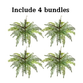 Muhanjia 36" Polyester Artificial Boston Fern Bush,Set of 4,Fake Fern Hanging Plants with 24 Fronds That Look Real for Outdoors and Home Decor. (36" 4Pcs-Bottle Green)