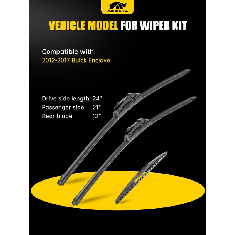 MIKKUPPA 24"+21"+12" Windshield Wipers Blades Replacement for 2012-2017 Buick Enclave,