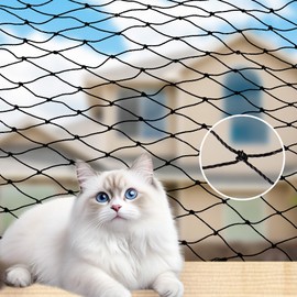 Klmnop Cat Netting Balcony, 10 x 13 ft Steel Reinforced Safety Screen for Pets Anti-Fall, Cat Mesh Fence for Balcony, Window, Stair(Black)