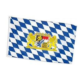 KarnevalsTeufel.de Bavaria Flag Blue/White with Bavarian Crest Decoration for Folk Festival Party Large or Small (90 x 150 cm)