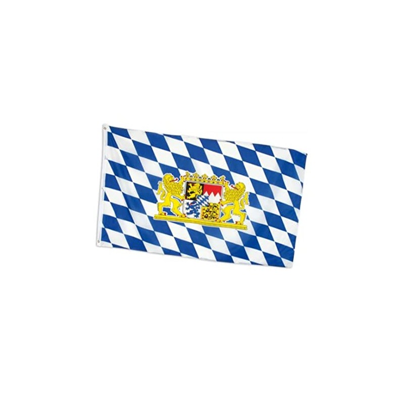 KarnevalsTeufel.de Bavaria Flag Blue/White with Bavarian Crest Decoration for Folk