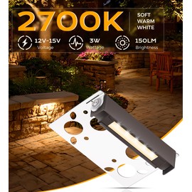 CLOUDY BAY [6 Pack] 4 Inch 12V-15 VAC/DC Low Voltage Hardscape Lighting Paver Light,Retaining Wall Lights Outdoor,IP65 Waterproof, 3W 2700K Soft White,Frost Lens Deck Step Light