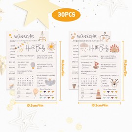 Baby Shower Games Cards, Pack of 30 2 Style Baby Shower Cards to Fill in, Decorative Baby Shower for Gender Reveal, Printed on Both Sides Baby Shower Cards for Boys and Girls