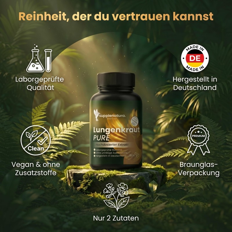 Supplenatura® Lungwort Capsules, Value Pack, German Production, Vegan, Laboratory Tested,