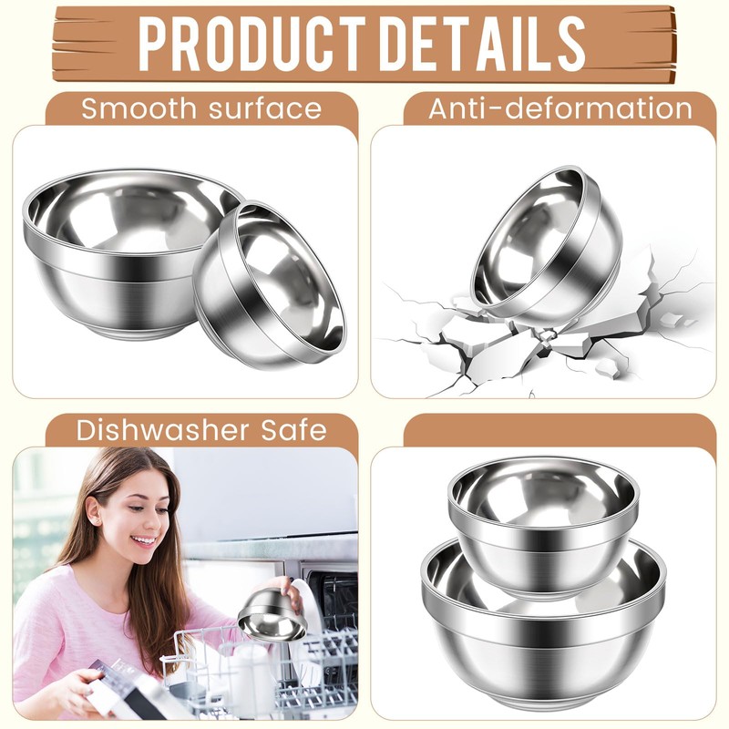 Mimorou 20 Pack 304 Stainless Steel Bowls Set 13 oz