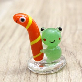 Falkart CKK232 Green Figurine, Total Length 1.1 inches (2.8 cm), Cute, Handmade, Glasswork Nishikianako Favorite Frog