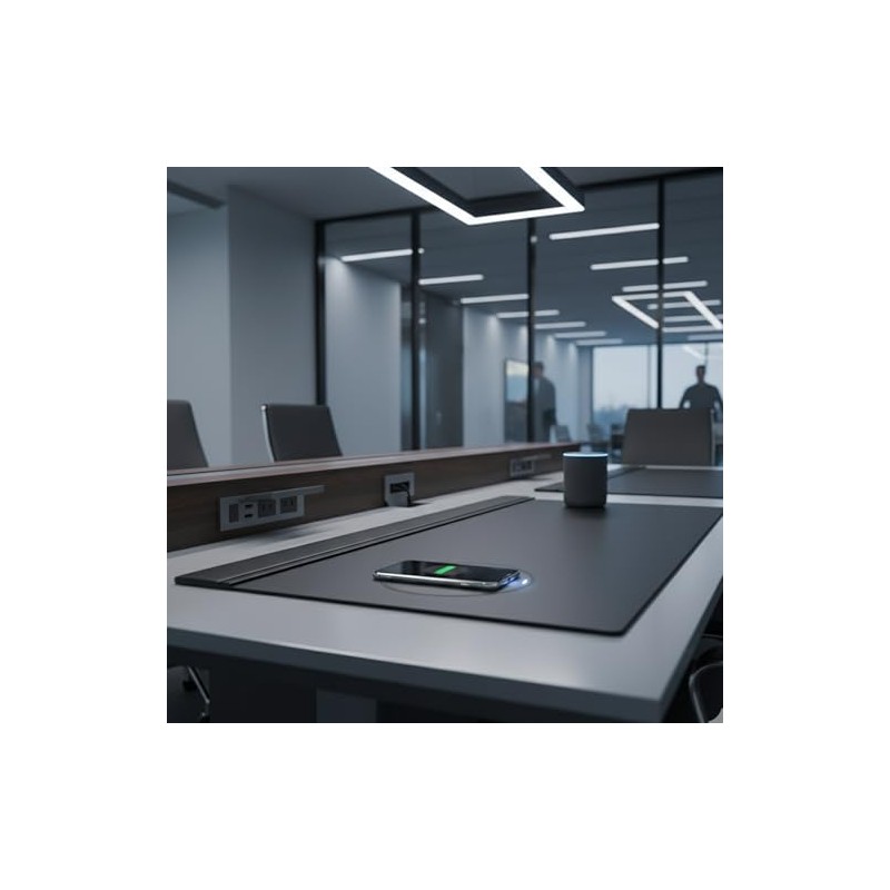 Dacasso Black Leather 34" X 20" Top-Rail Desk Pad