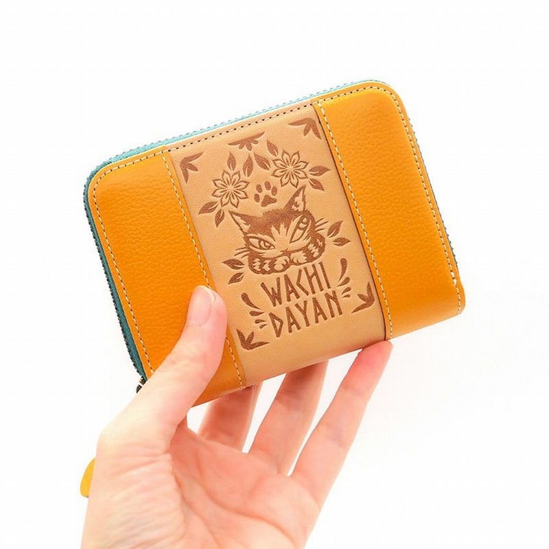 Wachi-Fird Dayan Cat Genuine Leather Mexico Card Wallet Yellow