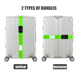 Veki Luggage Strap with TSA Combination Lock, Adjustable Luggage Strap Strap, Suitcase Strap, Non-Slip with Name Tag, Luggage Strap for Suitcase, Luggage (Green, Lock)