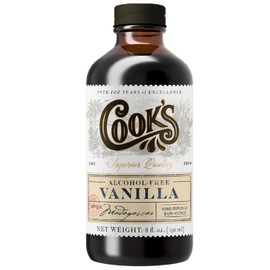 Cook's, Alcohol Free Pure Vanilla Flavoring, for Cooking, Baking, Desserts, Madagascar Vanilla Non-Alcoholic Extract Alternative, 8oz
