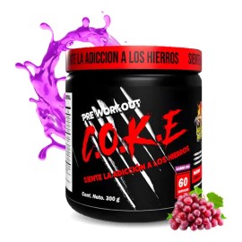 Suplemento en polvo Adictos Al Gym Pre Entreno Pre Workout Beta Alanina L-Arginina de Coke  Clemb sabor uva x 300g                                    