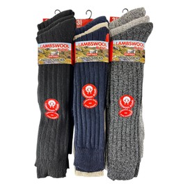 Men's 6 Pairs Knee High Wool Blend Socks, Thermal Winter, Heavy Duty Thick Knit, Classic farming British wool Mens 6-11 size Premium Hiking Long Length