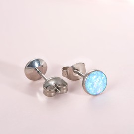 Limerencia G23 Titanium Opal Stud Earrings Implant Grade Pure Titanium Hypoallergenic Earrings for Women Girls Moonstone Earrings Opal Stud Earrings for Sensitive Ears