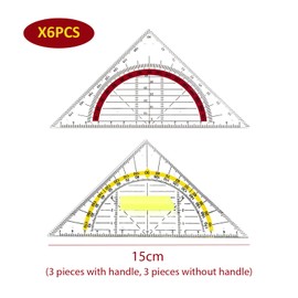 6-Piece Triangle Ruler, Triangle Ruler With Handle, Drawing Measuring Ruler, Transparent Triangle Plate, Surveying Triangle Ruler Set, Flexible Geometric Ruler, Suitable For Measuring And Drawing