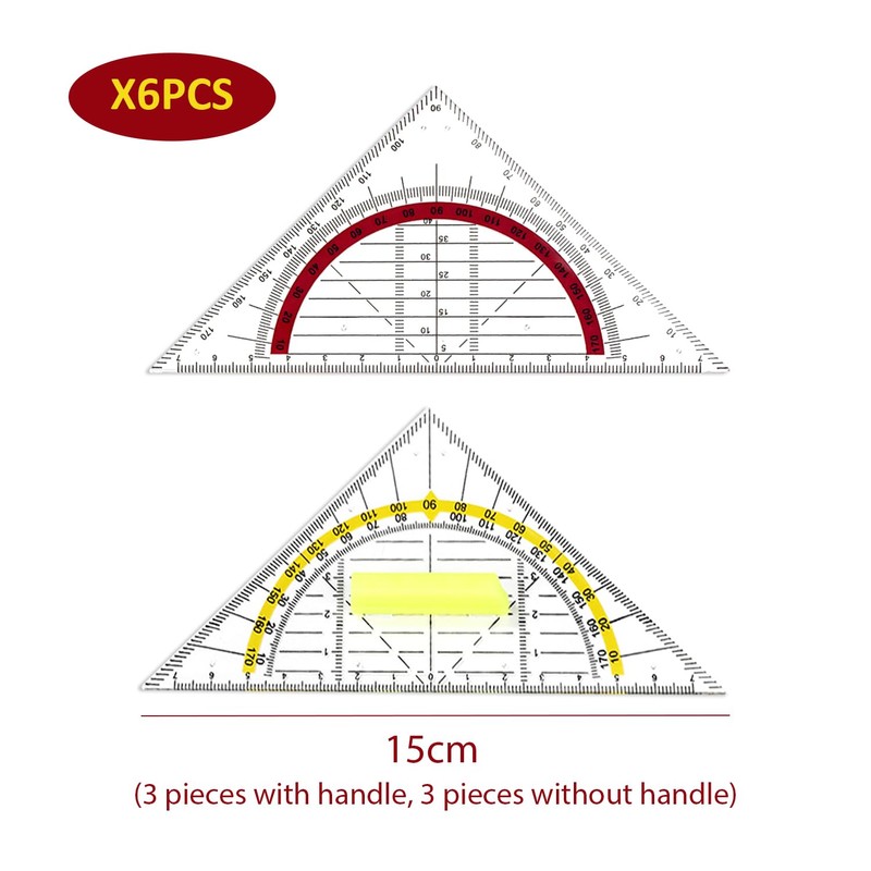 6-Piece Triangle Ruler, Triangle Ruler With Handle, Drawing Measuring Ruler,