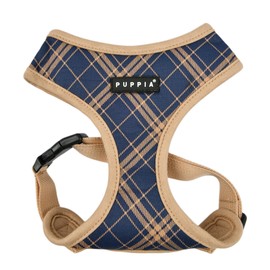 Puppia Corwin Dog Harness A (Over-The-Head) Fashionable Checkered Pattern Spring Summer Harness for Small and Medium Dogs, Navy, Small
