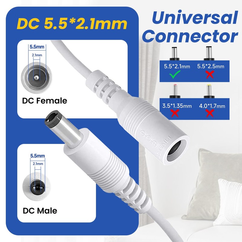 Oxzeewee Pure Copper DC Extension Cable 2 Pack 20FT/6M Universal