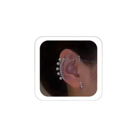 YRlilicc 2Pcs Fashion Rhinestone Pearls Ear Cuff Vintage Non-Piercing Fake Earrings Bridal Wedding Climber Ear Wrap Prom Ball Ear Jewelry for Women