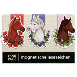 Magnetic Bookmarks Horses - Small Gifts for Rider, Horse Lovers, Children, Girls, Women - Horse Party Bags for Children's Birthday Magnetic Bookmarks - Set of 3