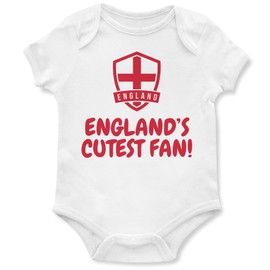 Purple Print House Englands Cutest Baby Grow for Baby Boys English Football Supporters Gift Ideas for Christmas England Flag, 6-12 Months, White