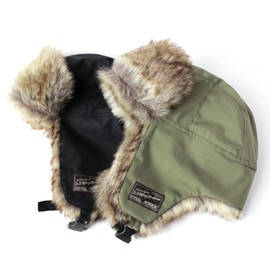 Avilex Military Bomber Cap, Aviator Cap, Flight Cap, Ear Muff Armuff, Pilot Cap, Black