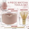 4Pcs Matcha Whisk Set, Japanese Matcha Tea Set,Ceramic Matcha Bowl