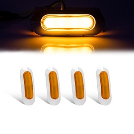 X-STYLE Side Marker Lamp, 4 LED 12 V, 24 V, Yellow, Car Width Light, Rear Side Light, Signal Light, Truck, Trailer, Bus, Boat, General Purpose Mark Lamp, Set of 4 (Amber)