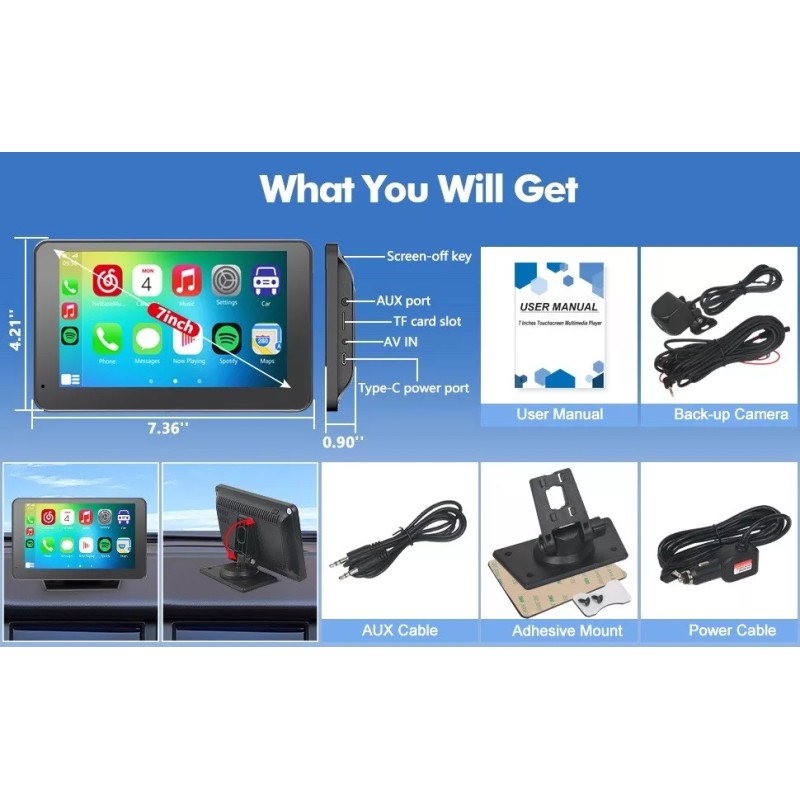 Hieha [Hieha] 2024 Newest Wireless Portable Apple CarPlay Android Auto-Open
