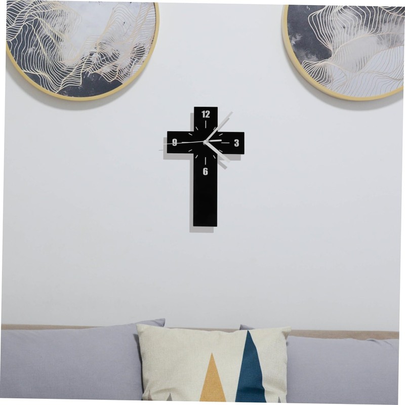 Ciieeo Mute Wall Clock Novelty Cross Shaped Decorative Clock for