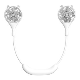 Neck Fan USB Rechargeable Cute Portable Retractable Universal Adjustment Cooling Fan For Outdoor Sports Travel White