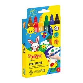 Jovi dicke Filzstifte, Strichbreite: 5,8 mm, auswaschbar, eindrücksichere Spitze, Set mit 6 Farben
