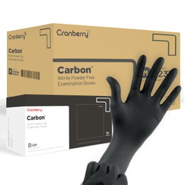 Cranberry USA Cranberry CR3237case Carbon Nitrile Powder Free Exam Gloves, 3.2 mil, Black, Medium (Pack of 2000)