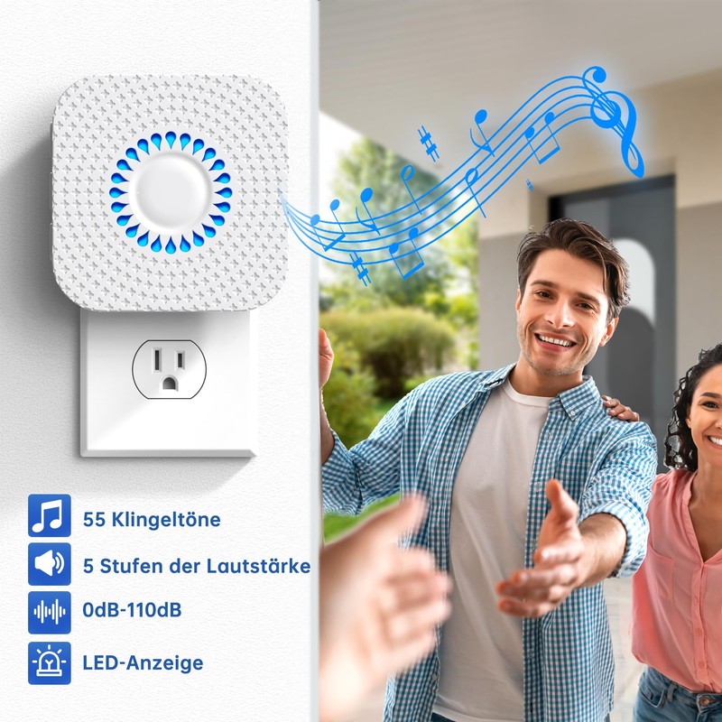 Görvitor Wireless Doorbell, 300 m Range, Wireless Bell, Outdoor Waterproof