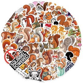 50Pcs Cute Squirrel Stickers for Kids Teens Adults, Cartoon Squirrels Vinyl Waterproof Laptops Decorative Decals, Aesthetic Animals Bumper Journal Helmet Stationery DIY Sticker (Sciuridae)