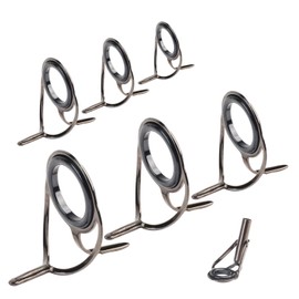 NIERBO 7pcs Rod Ring Fishing Rod Repair Kit Fishing Rod Guide Spinning Casting Fishing Rod Guides Eye Ring Spinning Rod Tip Tops 1 Tip Ring 6# and 6 Foot Rings 6#,8#,10#,12#,16#,20#