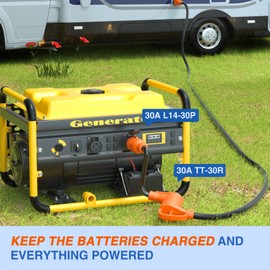 Nilight RV Generator Adapter Cord 30 Amp to 30Amp 4 Prong Pure Copper Heavy Duty Twist Lock Male Plug 10 Gauge Wire L14-30P to TT-30R 30M/30F for RVs Camper Caravan Van Trailer