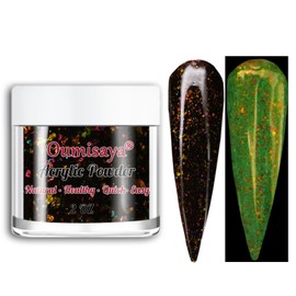 Glow in the dark Black Nail Acrylic Powder with Chameleon Opal Flakies