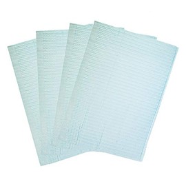 Vivid OnceBib Disposable, Patient Bib, 2 Ply paper and 1 Poly Backing,13"x18", Set of 500 (Blue)