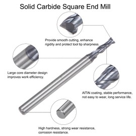 sourcing map 4pcs 3mm Dia 4mm Shank Square Nose End Mill 2 Flutes HRC45 Carbide AlTiN Coated CNC Router Bits Cutter Tools for End Milling CNC Machining