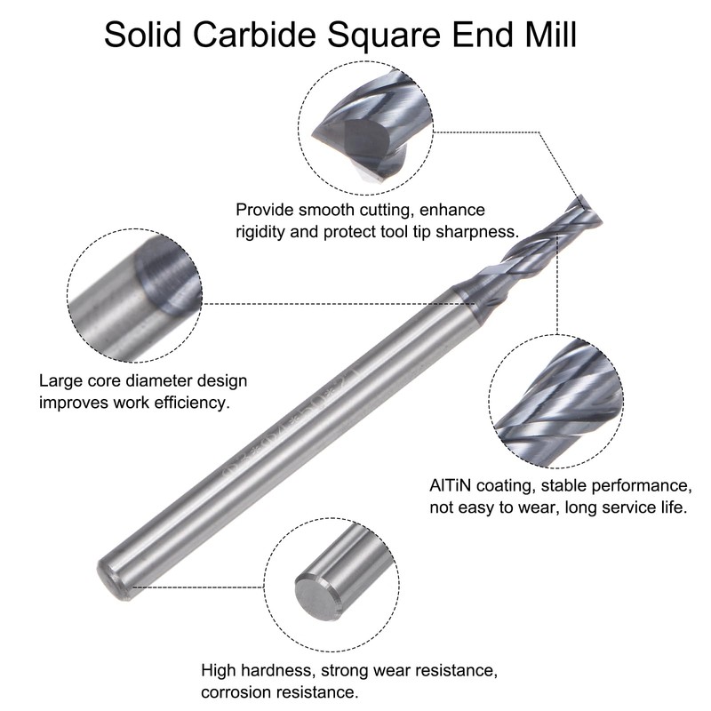 sourcing map 4pcs 3mm Dia 4mm Shank Square Nose End