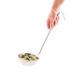 Restaurantware Met Lux 16 Ounce Serving Ladle, 1 With Hook Handle Soup Ladle - Dishwasher-Safe, Corrosion-Resistant, Stainless Steel Gravy Ladle, For Stirring, Pouring, & Serving,Silver