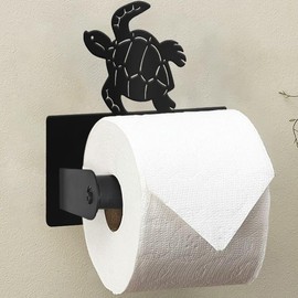 Wigag Sea Turtle Toilet Paper Holder Wall Mounted, Bathroom Decorative Metal Toilet Paper Mega Roll Dispenser, Matte Black Rustproof Tissue Roll Holder for Kitchen Washroom