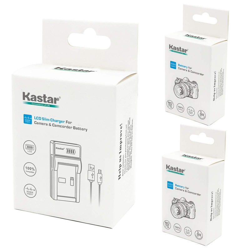 Kastar Battery (X2) & Slim LCD Charger for LP-E8, LC-E8E