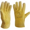 A406 2 PAIRS Driver Gloves Yellow Leather Gloves Fleece Cotton Lined Leather Lorry Drivers Work Gloves (Large)