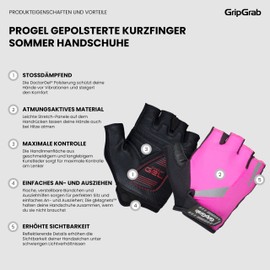 GripGrab ProGel 4 mm DoctorGel Padding Fingerless Gloves Bicycle Summer Cycling Gloves Half Finger Gel Cycling