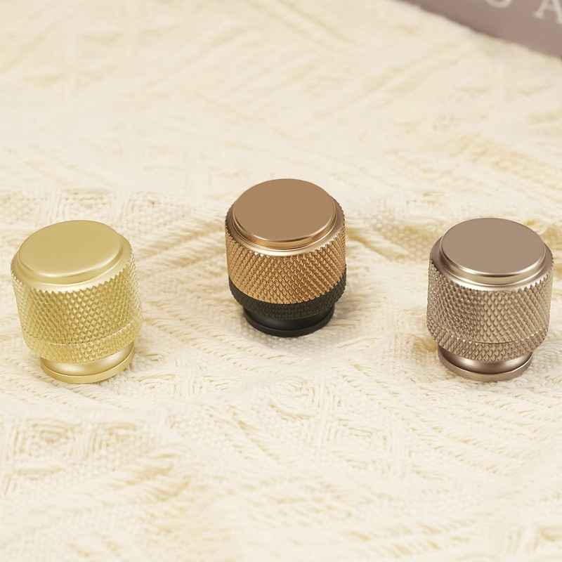 BUKOBYHE 10 Pack Kitchen Cabinet Knobs Champagne Bronze Knurled Cabinet